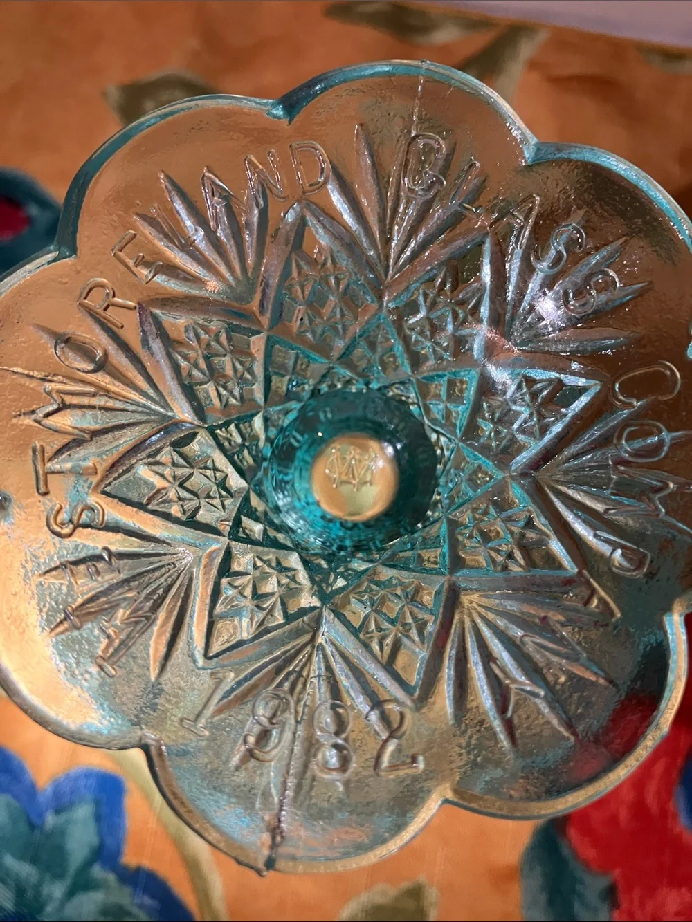Aqua Glass Pedestal Compote Bowl - Decorative Accent Vase